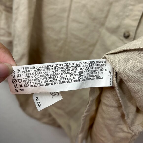 Forever 21 Linen Blend Button Up Shirt Relaxed Fit Resort Collection Beach - Picture 8 of 8